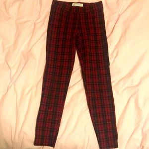 Zara red/black plaid leggings size 9